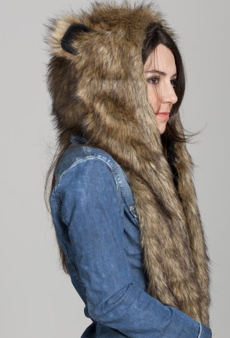 fur grass cartoon cap with scarf