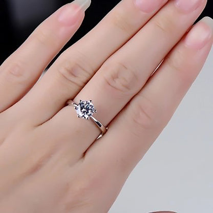 Six-claw inlaid zircon ring live ring wedding ring