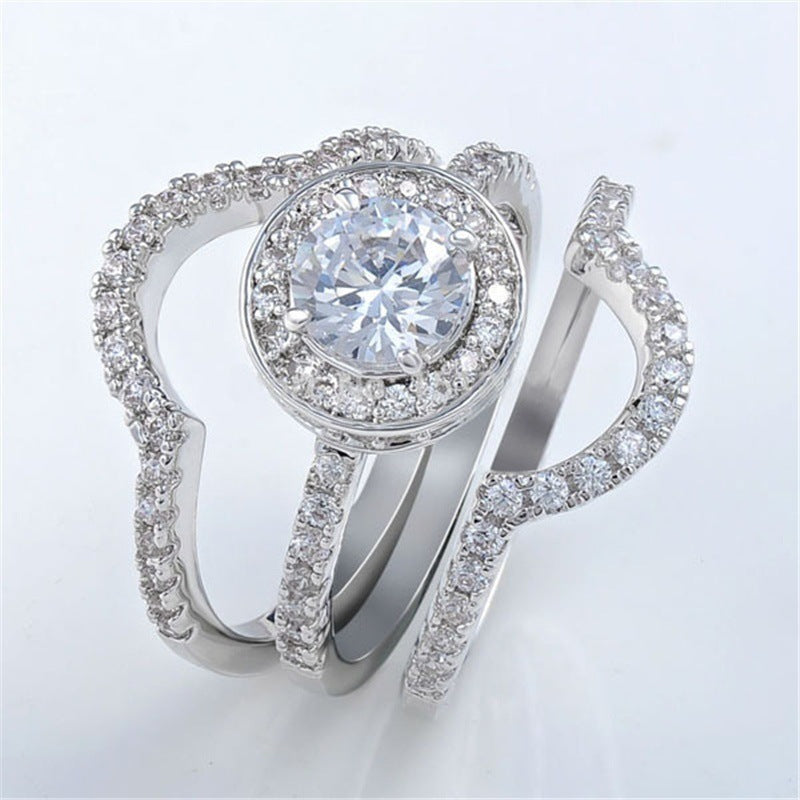 Hearts Arrows Micro-set Zircon Rings Women's Combination Rings