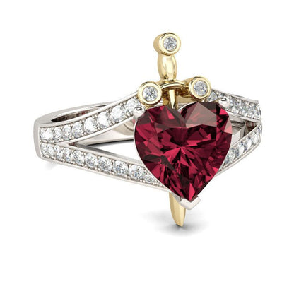 Creative Love Heart Shaped Ruby Ring