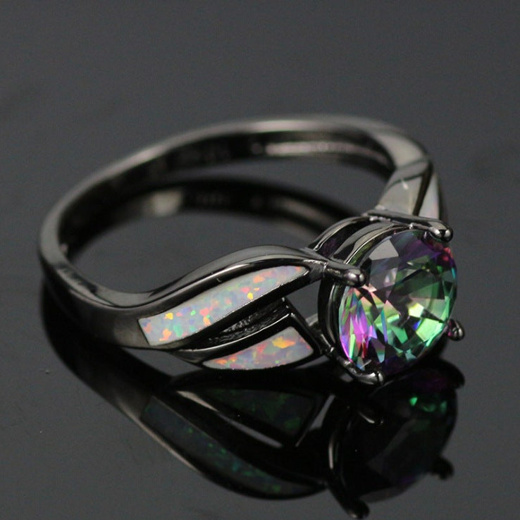 Cubic Ring Colorful Crystal Ring