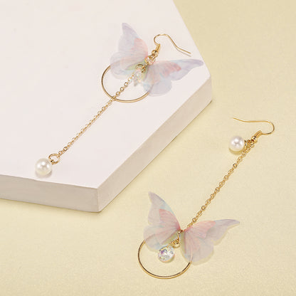 Fairy Yarn Asymmetric Butterfly Long Earring