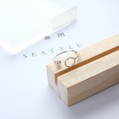 Korean Minimalist Geometric Polygon Triangle Square Diamond Ring Tail Ring