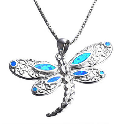 Fashion silver filled blue opal sea turtle necklace