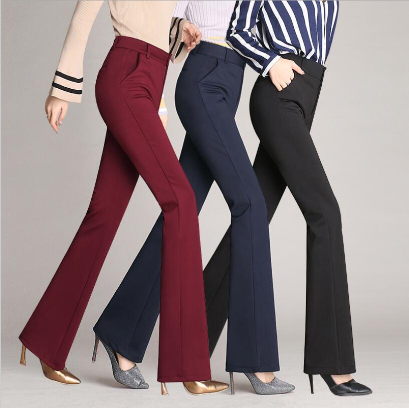 Straight High Waist Work Pants Trousers