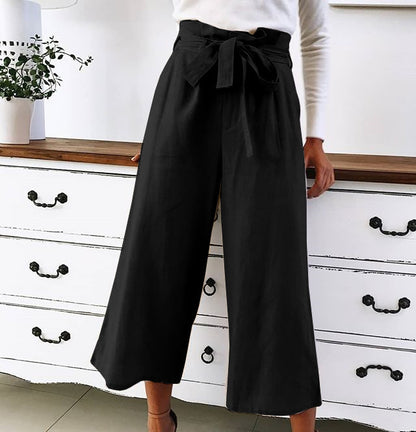 Casual wide-leg pants solid color lace