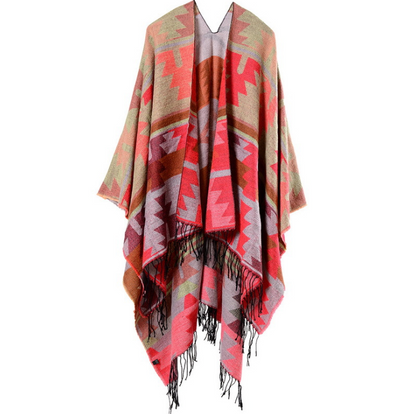 Indian geometric diamonds long thickening cashmere split shawl