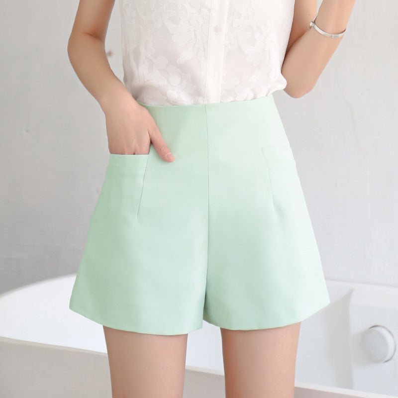 high waist chiffon wide-leg shorts