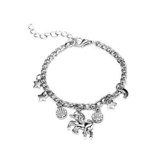 Alloy Silver Gold Color Unicorn Charms Bracelet