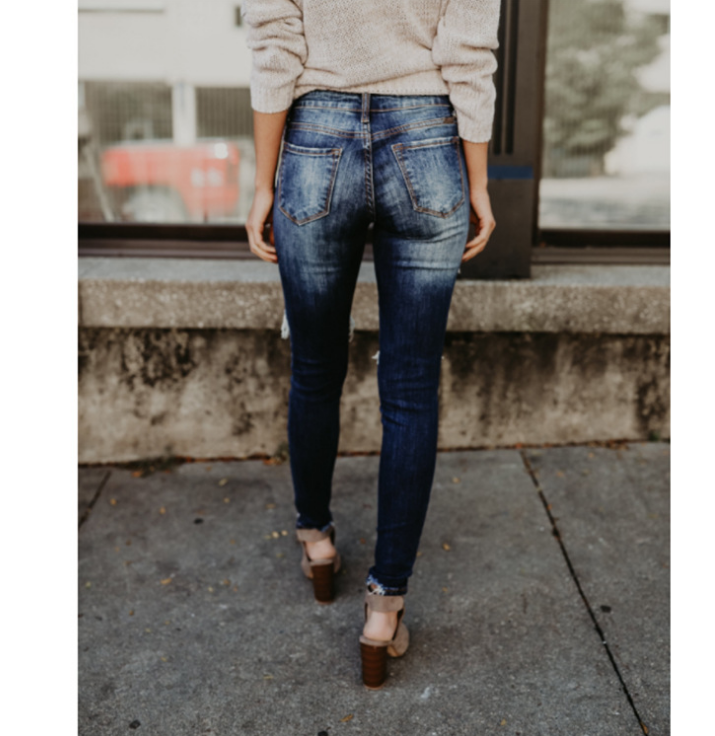 pierced feet, mid-rise jeans