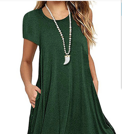 Lace panel round neck short sleeve plus size dress