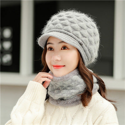 Plush thick warm ear protection scarf hat