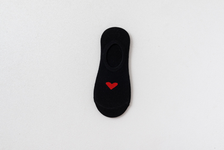 Heart Print Socks Love Invisible Boat Socks Silicone Non-slip Short Socks