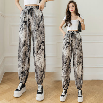 Ladies Ink Painting Tie Dye Casual Sports Pants