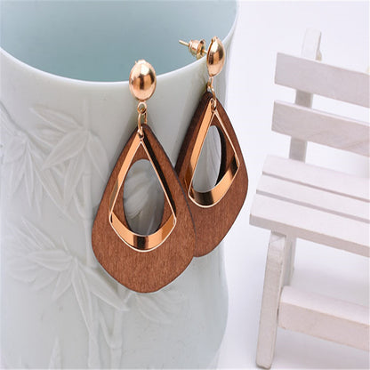 retro hand made minimalist wood earrings