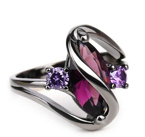 Popular Fashion Luxury Retro Purple Zircon CZ Color Crystal Ring