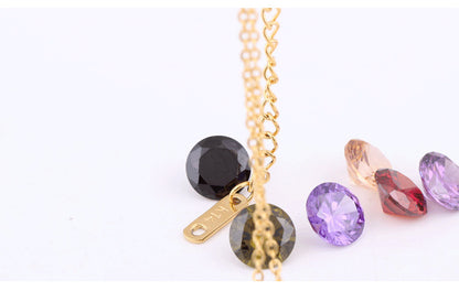 8 colors diamond titanium necklace