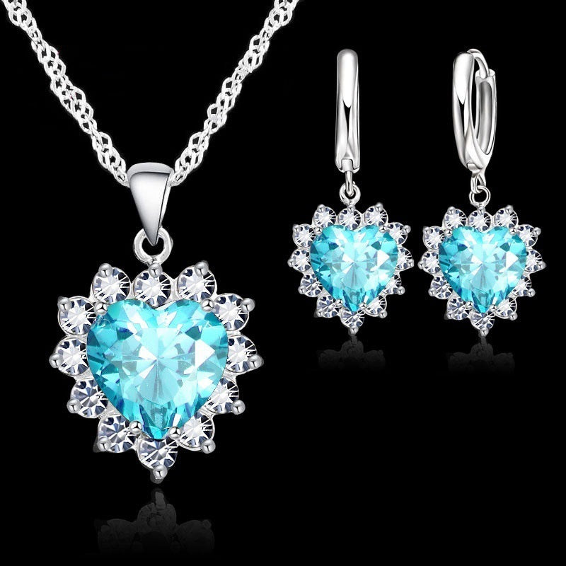 Heart-shaped earring necklace jewelry set