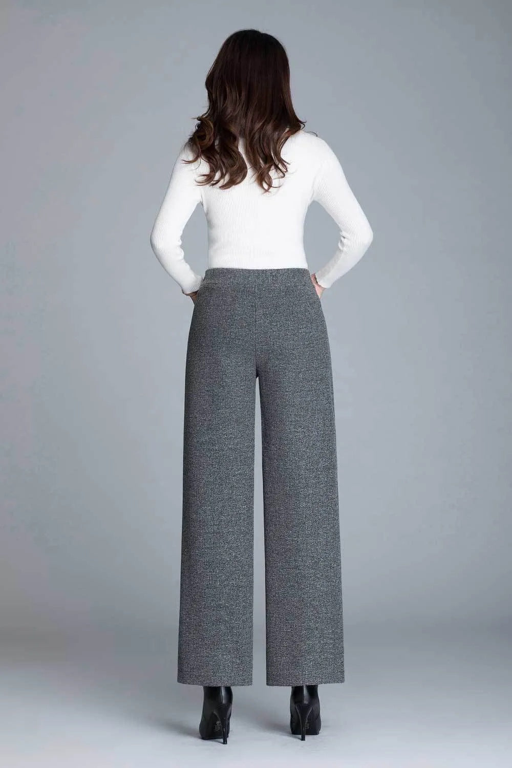 High Waist Loose Cropped Casual Woolen Trousers