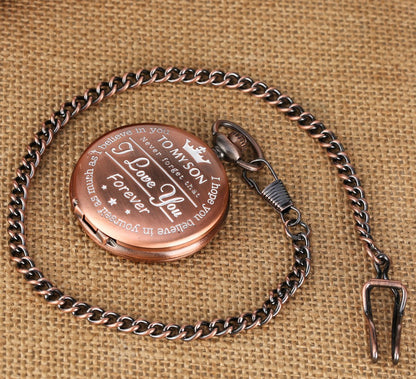 I LOVE YOU FOREVER" POCKET CHAIN WATCH