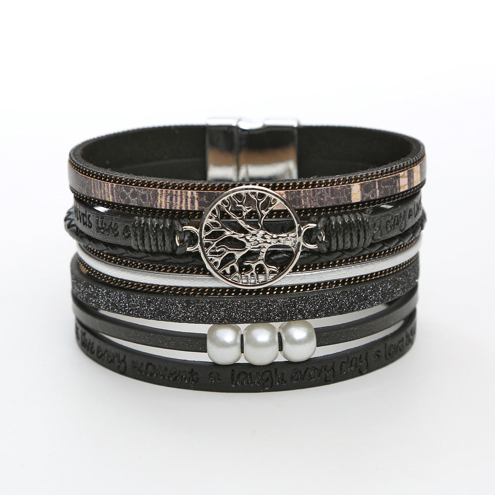 Pearl leather bracelet