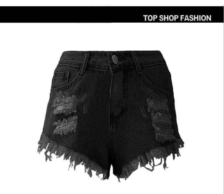 Cat Whiskers Fringed High Denim Shorts