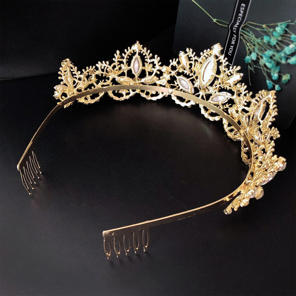 Baroque Exquisite Crown Bridal Light Gold Crown