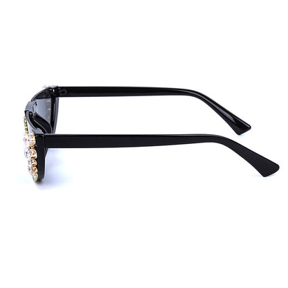 Fashion Handmade Cat Eye Diamond Half-frame Sunglasses