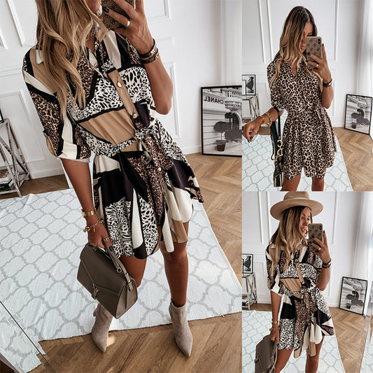 Fashion Printed Shirt Short Skirt Dress