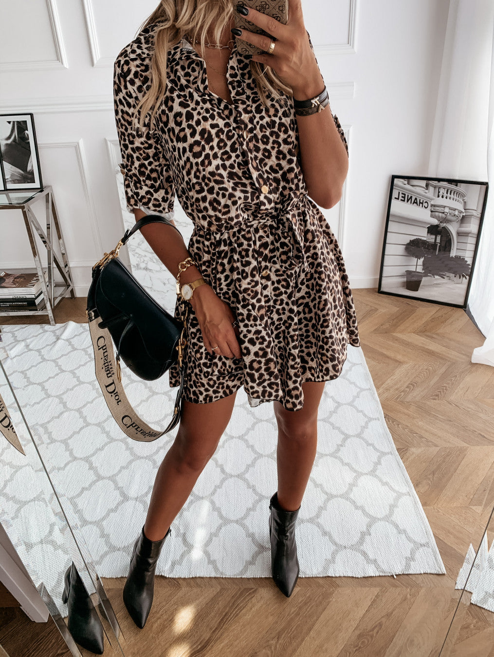 Fashion Printed Shirt Short Skirt Dress