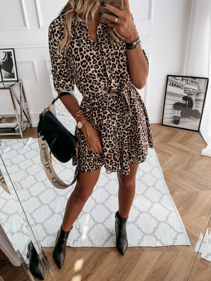 Fashion Printed Shirt Short Skirt Dress