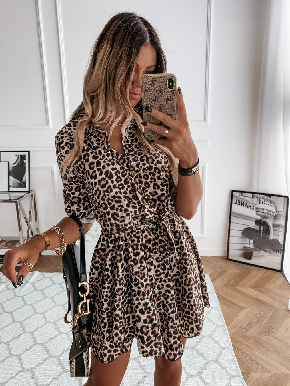 Fashion Printed Shirt Short Skirt Dress