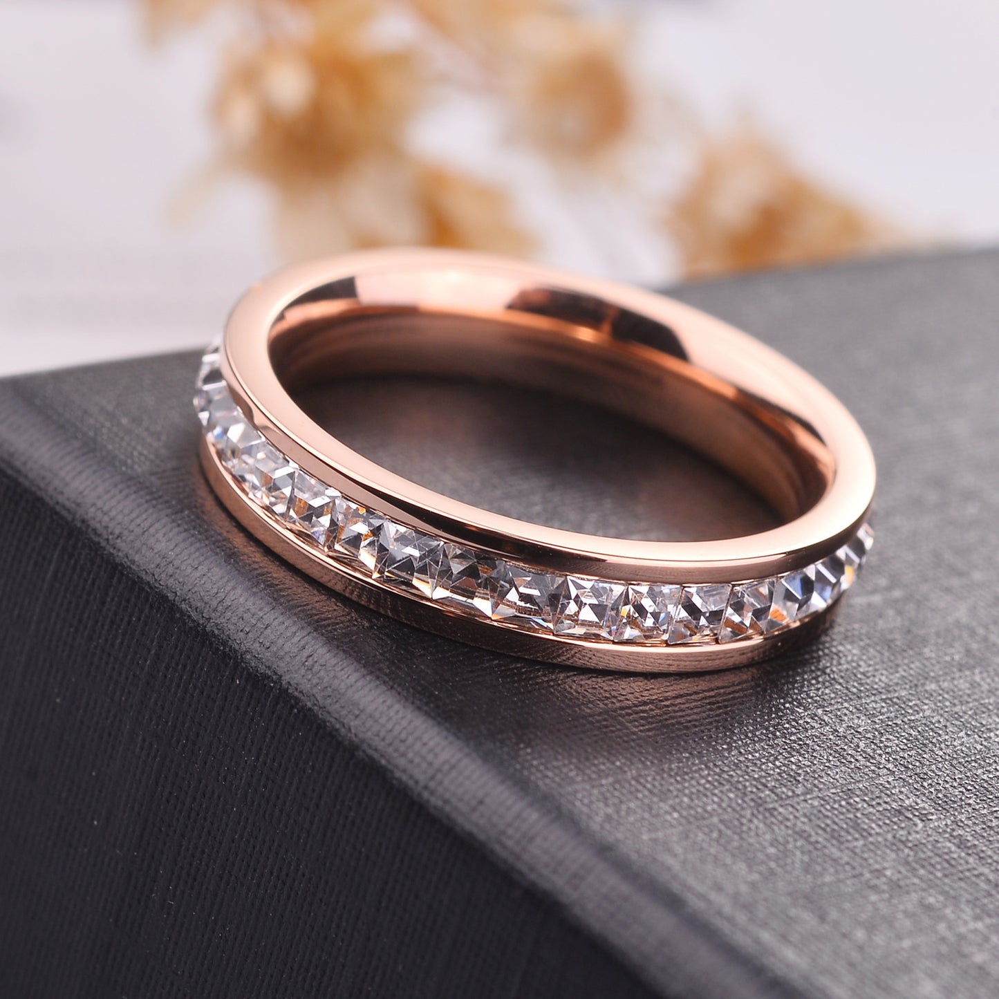 Titanium steel ring female plated 18 rose gold ring does not fade fashion jewelry