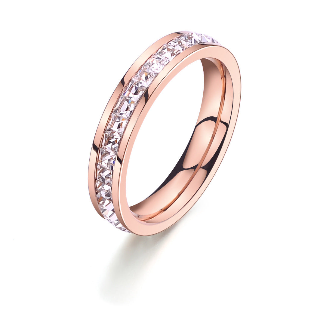 Titanium steel ring female plated 18 rose gold ring does not fade fashion jewelry