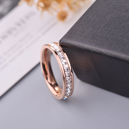 Titanium steel ring female plated 18 rose gold ring does not fade fashion jewelry