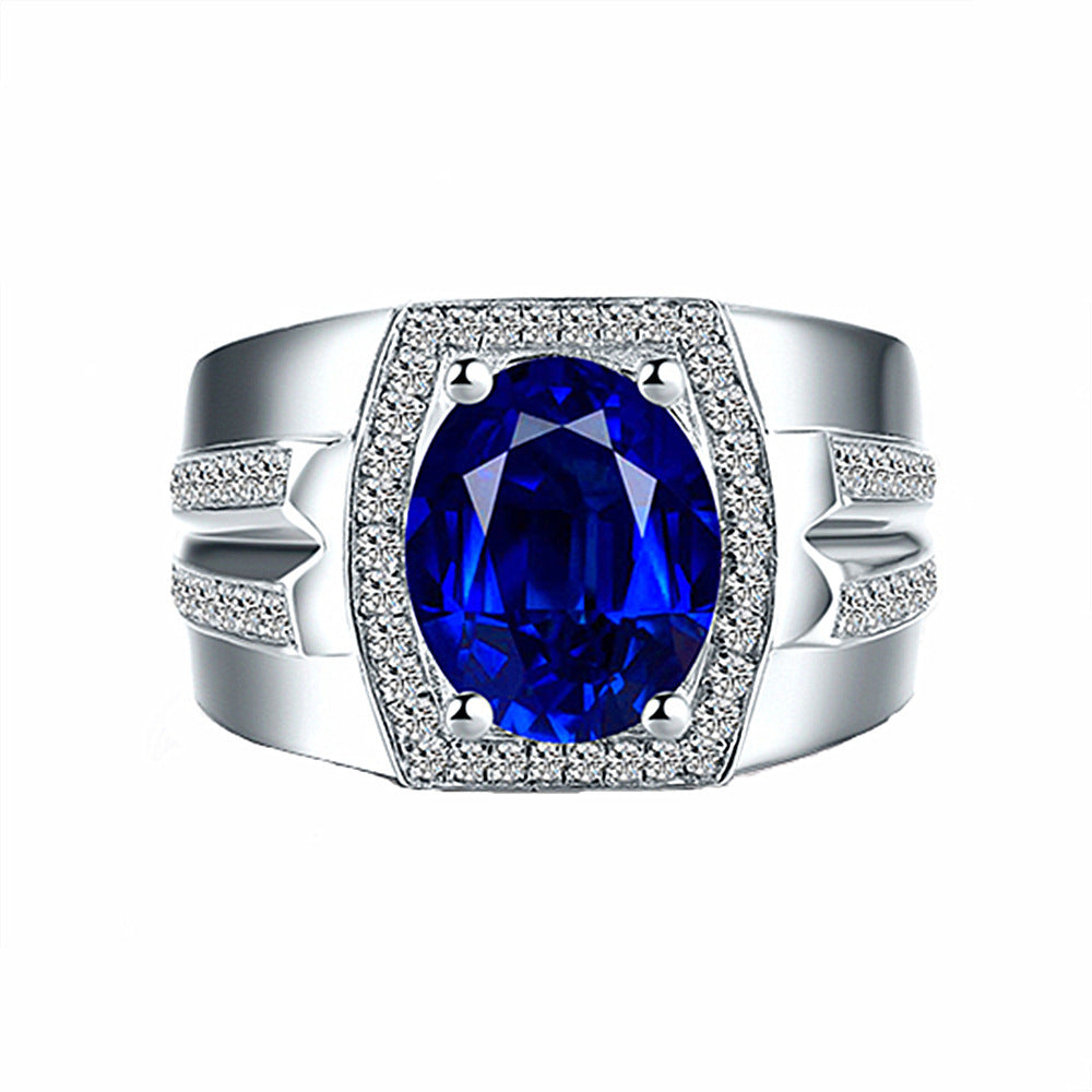 Sapphire Ring with 18K Gold Plated and Blue Crystal Engagement Ring