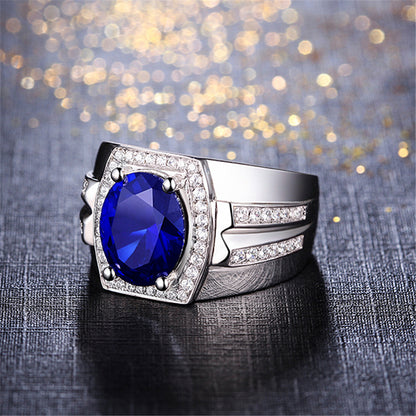 Sapphire Ring with 18K Gold Plated and Blue Crystal Engagement Ring