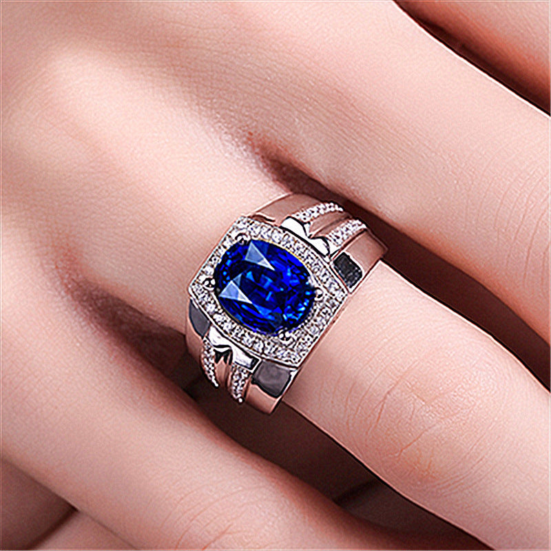 Sapphire Ring with 18K Gold Plated and Blue Crystal Engagement Ring