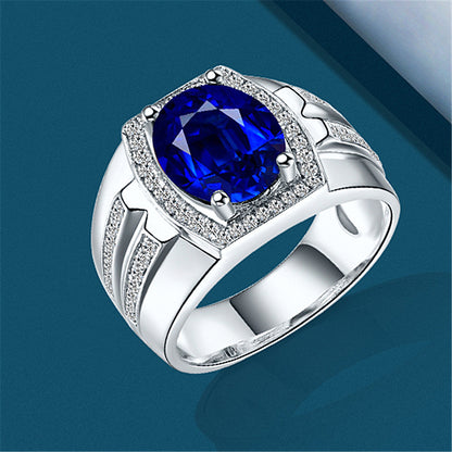 Sapphire Ring with 18K Gold Plated and Blue Crystal Engagement Ring