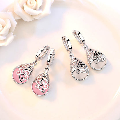 925 Silver-Plated Fashion Trend Moonlight Opal Totem Ear Jewelry Earrings