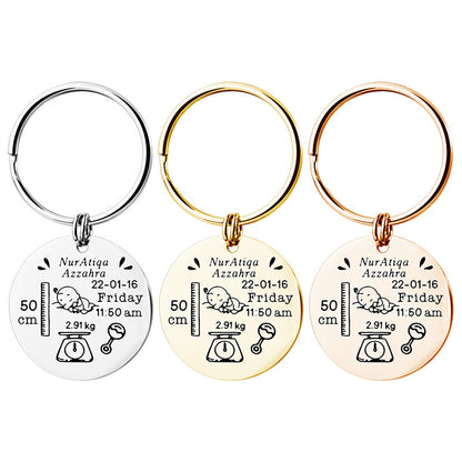 Newborn Baby Commemorative Birth Card Personalized Custom Stainless Steel Keychain Customization