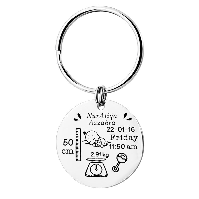 Newborn Baby Commemorative Birth Card Personalized Custom Stainless Steel Keychain Customization