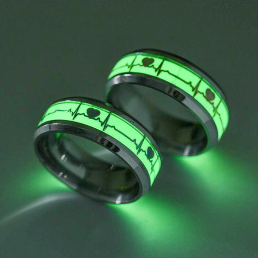 Stainless Steel Luminous Heartbeat Ring