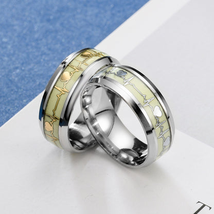 Stainless Steel Luminous Heartbeat Ring