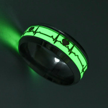 Stainless Steel Luminous Heartbeat Ring