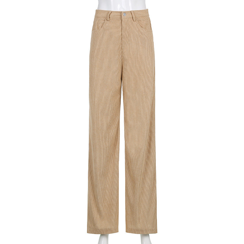 Corduroy Wide-Leg Casual Trousers