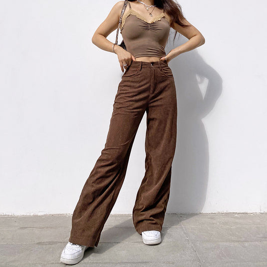 Corduroy Wide-Leg Casual Trousers