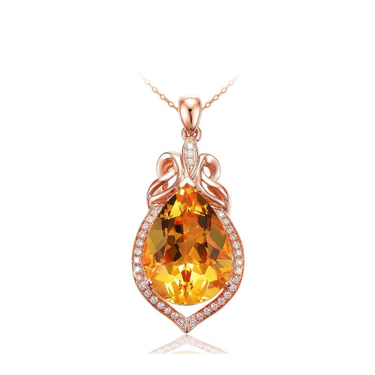 Natural Citrine Colored Gemstone Pendant