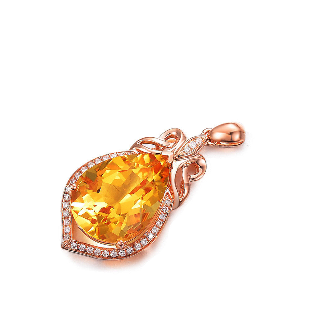 Natural Citrine Colored Gemstone Pendant