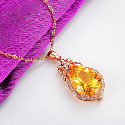 Natural Citrine Colored Gemstone Pendant